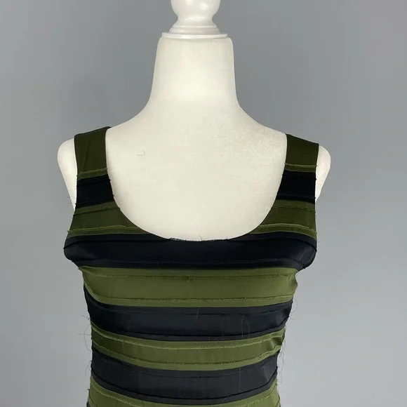 ALICE + OLIVIA • Black & Olive Green Tank Dress Zipper in back Size 4 Dressy - Picture 4 of 8